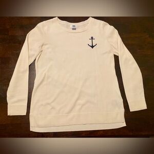 Old Navy Ivory Sweater with Navy Anchor Detail